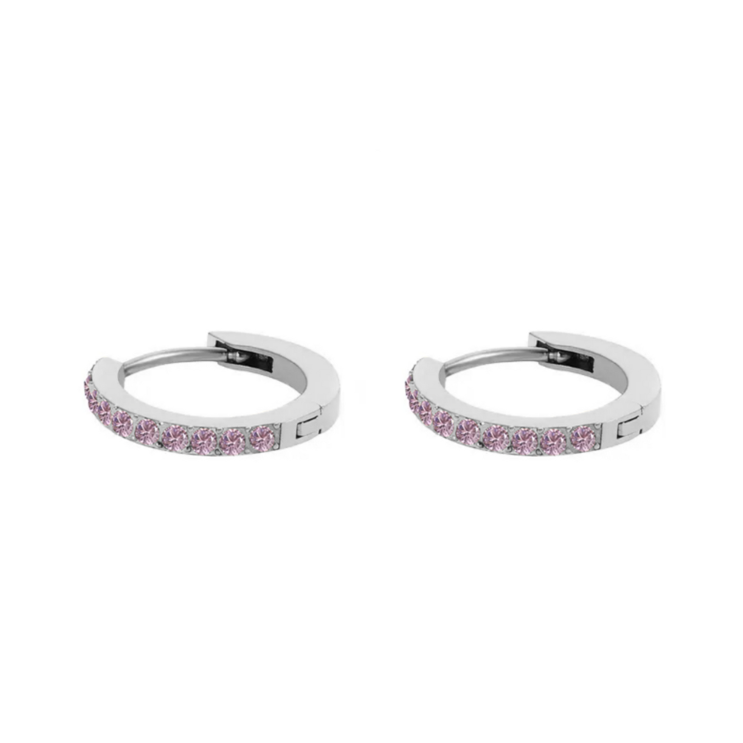 14K Silver Plated Crystal Mini Hoops