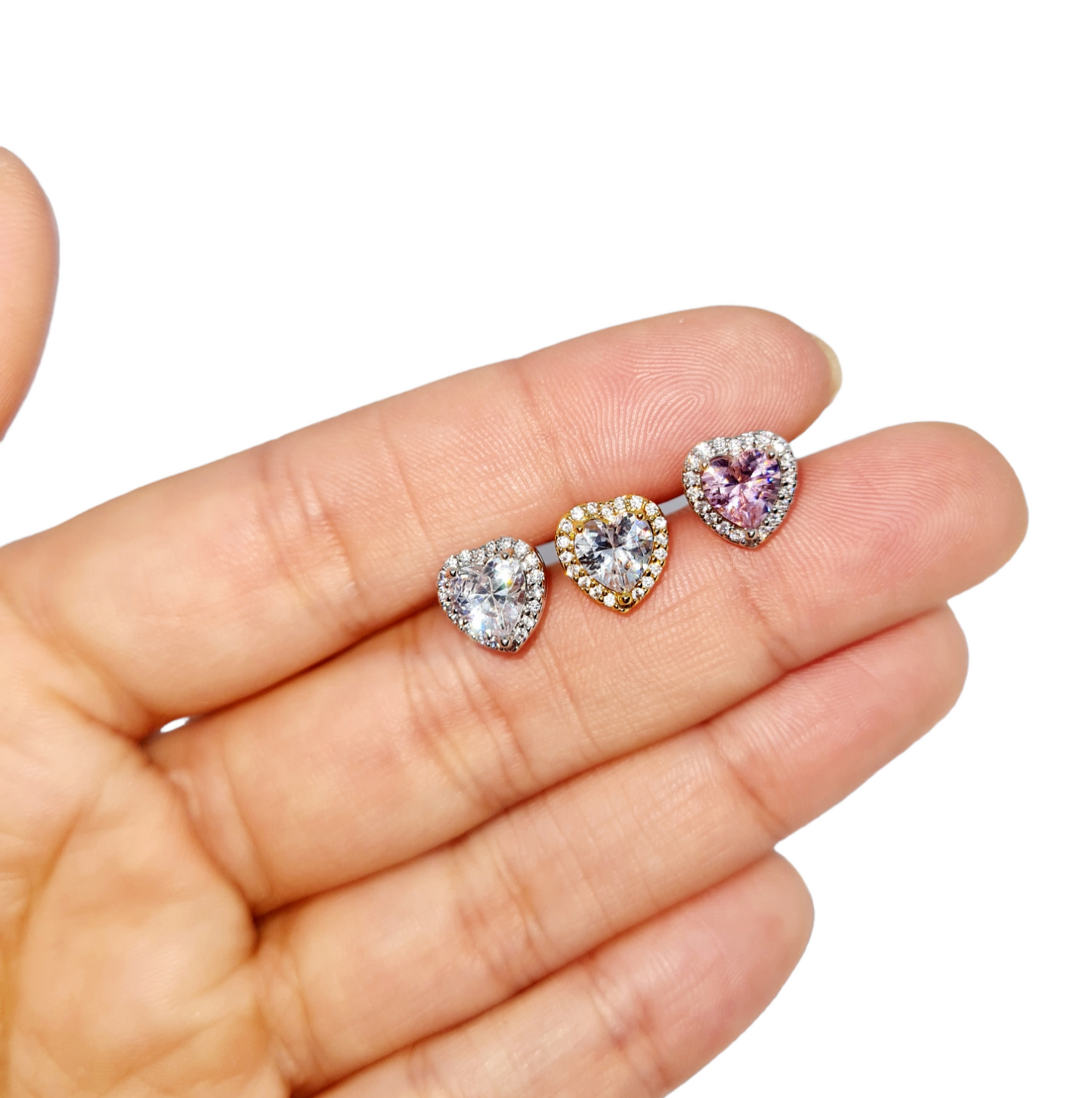 Pretty 14k Gold Plated Sparkle Heart Studs