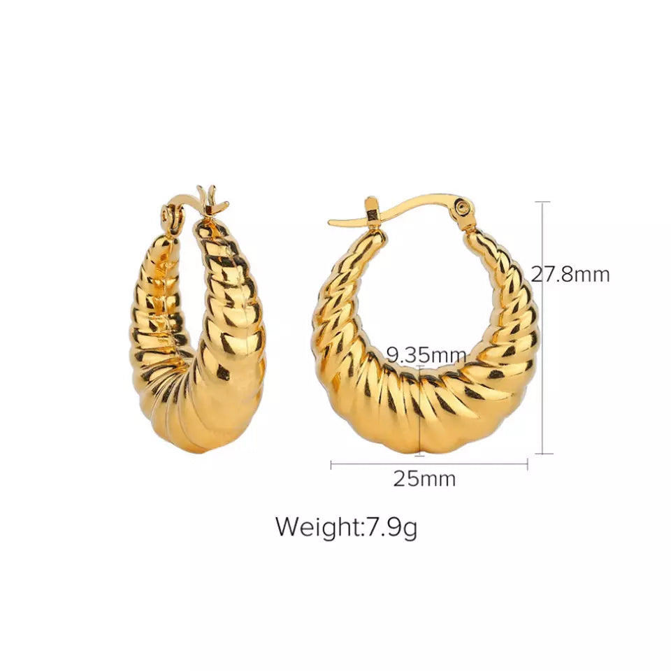 18K Gold Plated Scallop Hoops