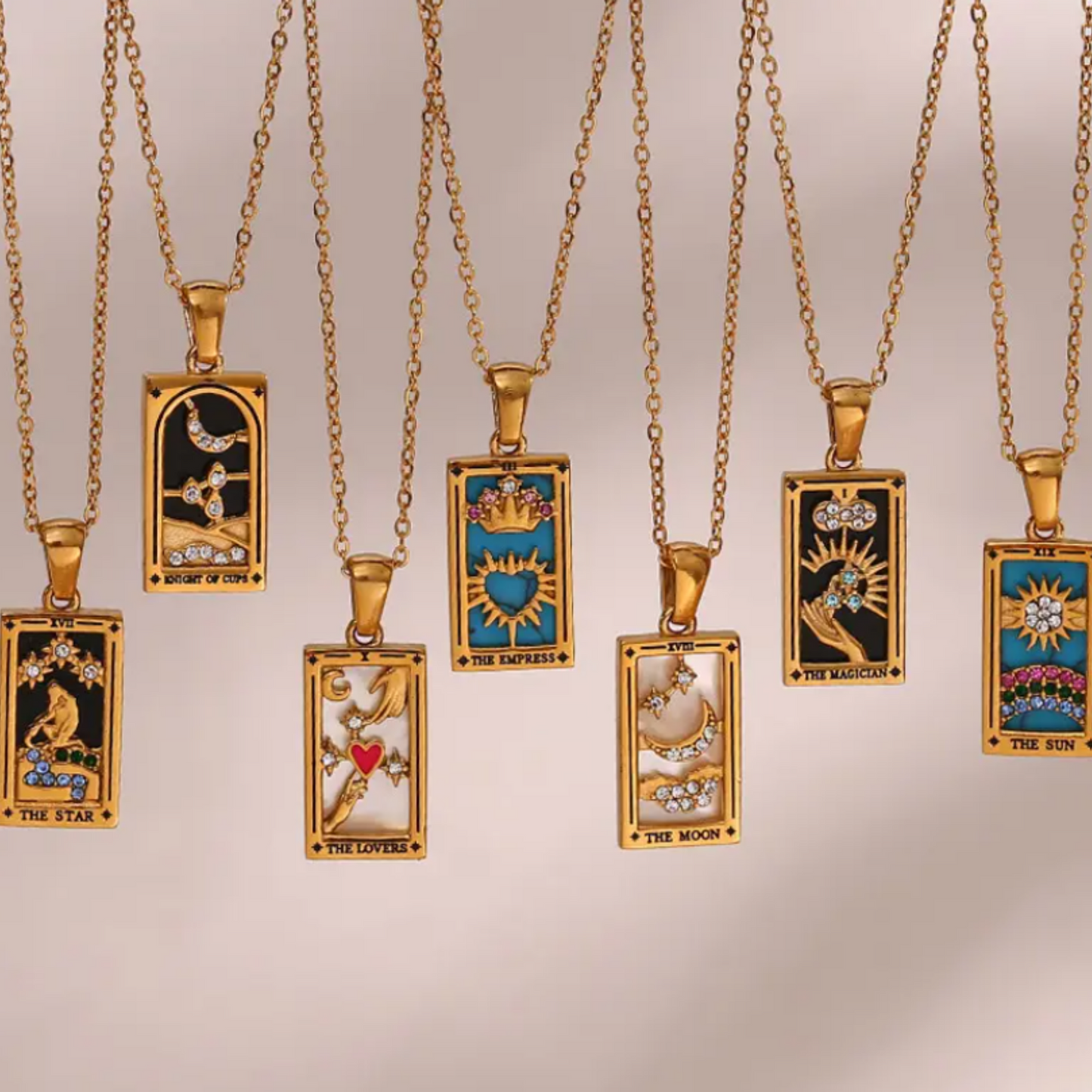 The Lovers 18K Gold Plated Tarot Card Necklace