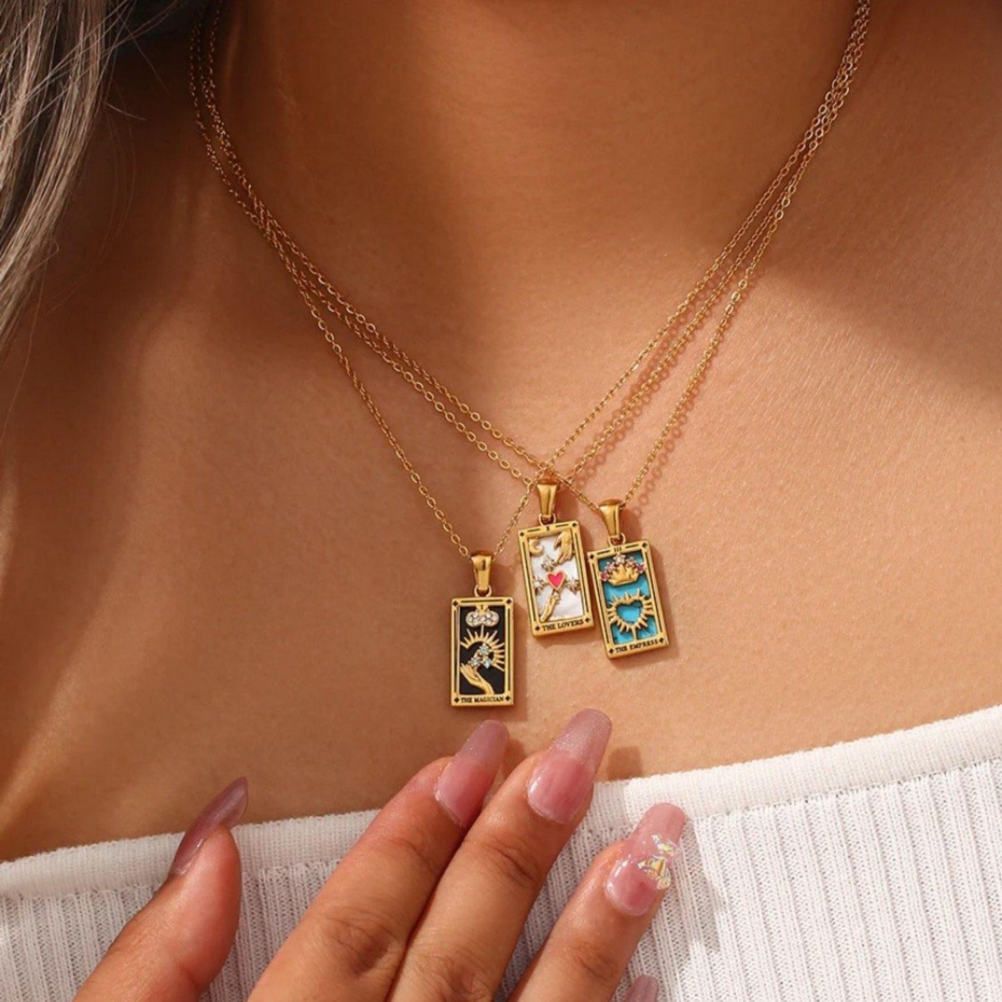 The Lovers 18K Gold Plated Tarot Card Necklace