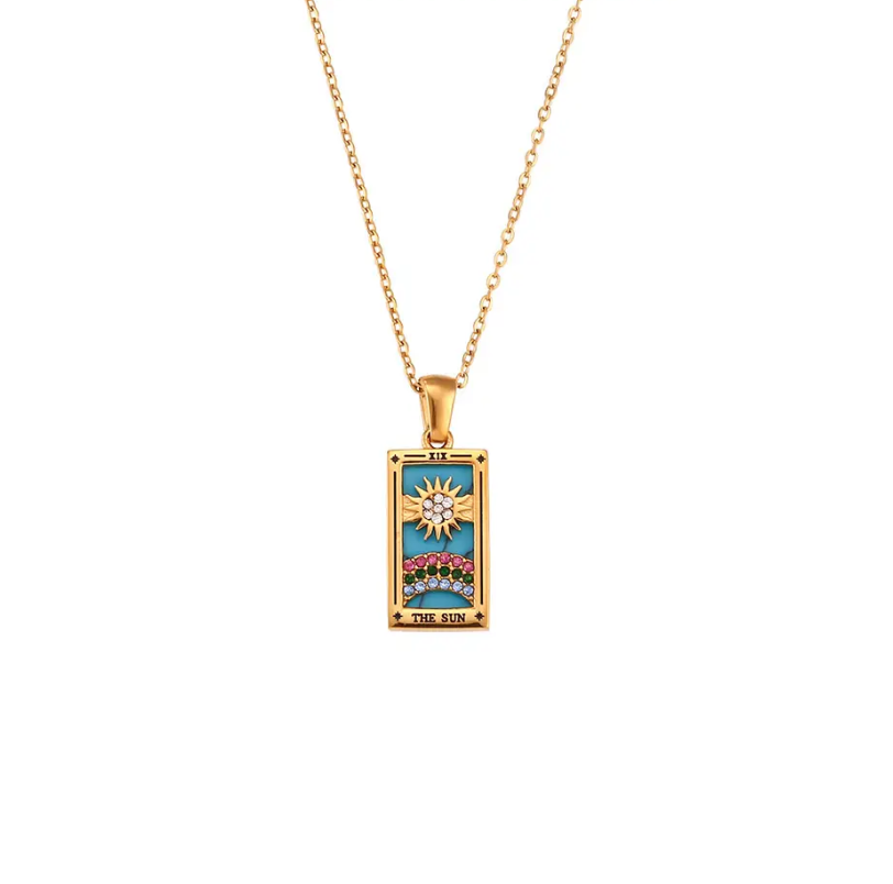 The Moon 18K Gold Plated Tarot Card Necklace