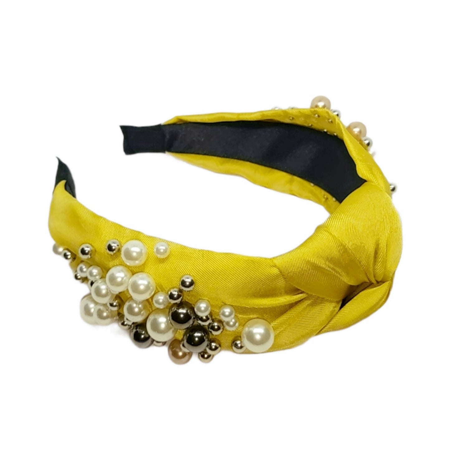 Beautiful Pearl Cluster Mustard Headband