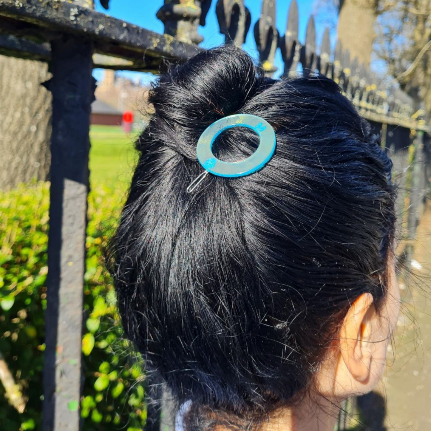 Disco Round Blue Hair Clip