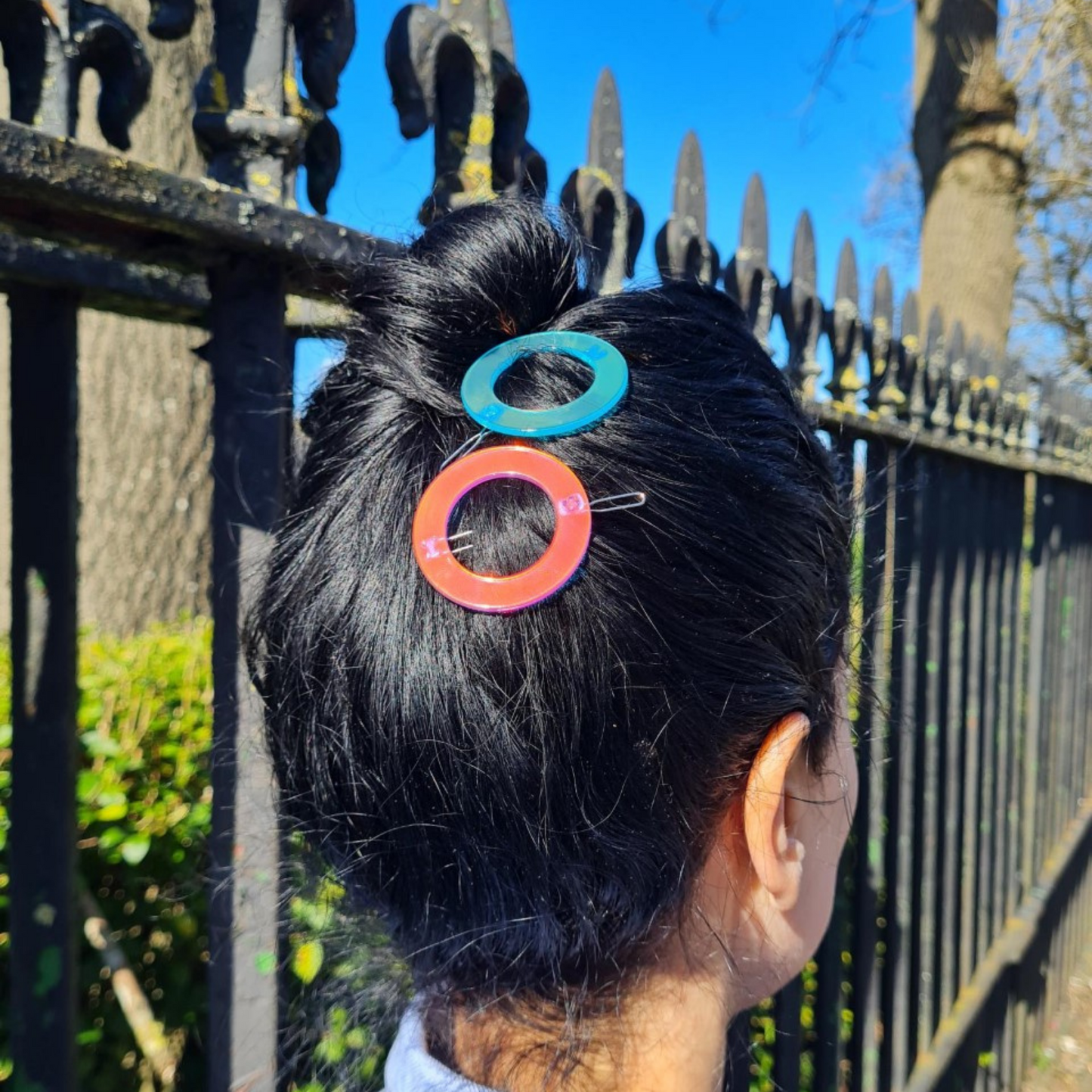 Disco Round Blue Hair Clip