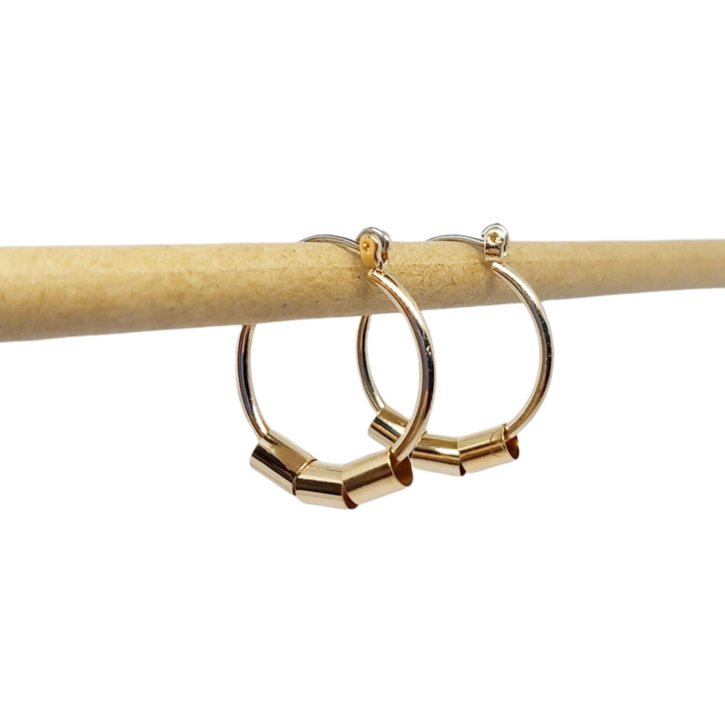 Gold Plated Beaded Tiny Hoop Earrings