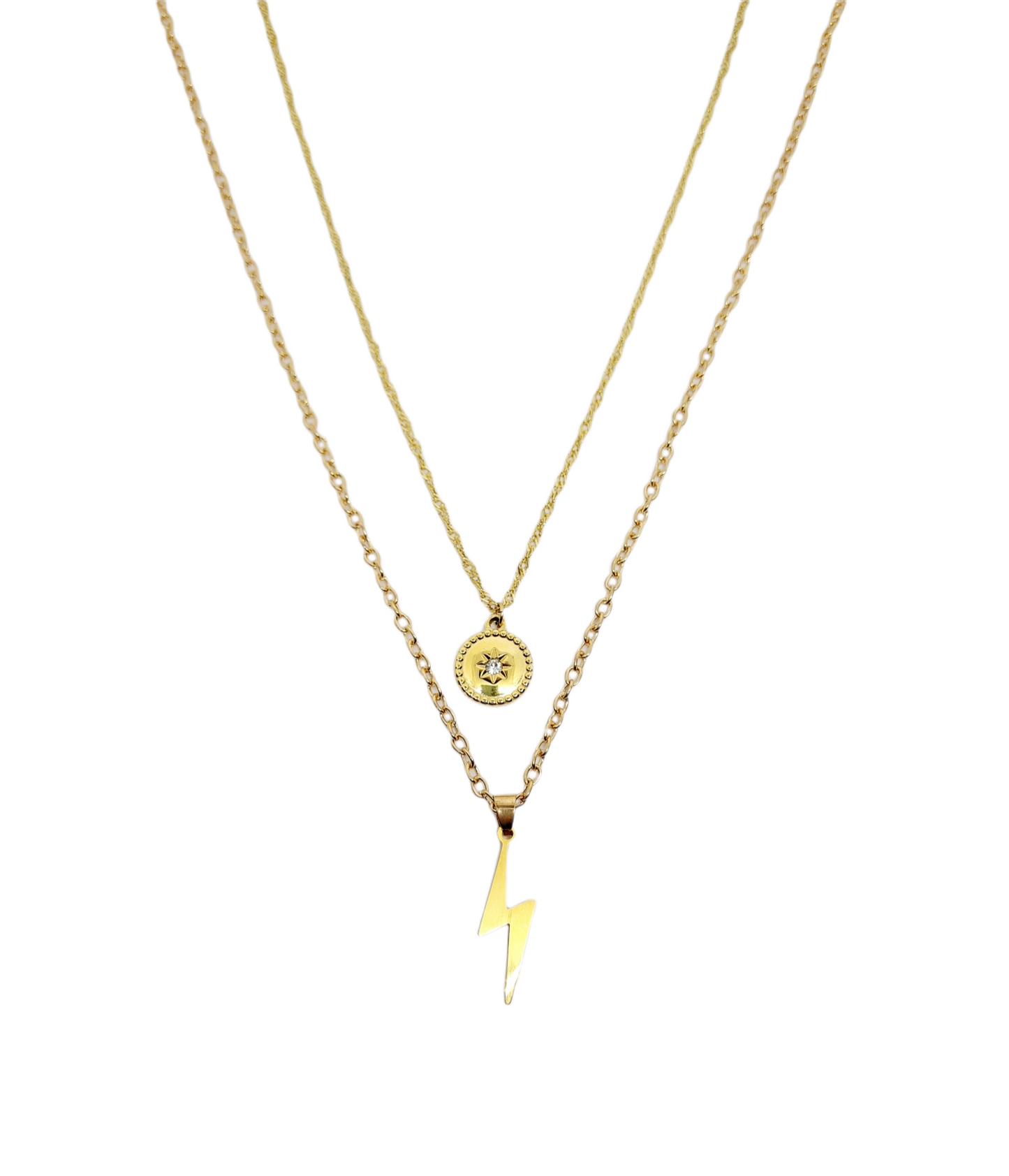 Bowie Gold Plated Lightning Bolt Necklace