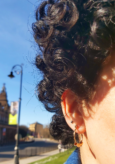Gold Plated Beaded Tiny Hoop Earrings
