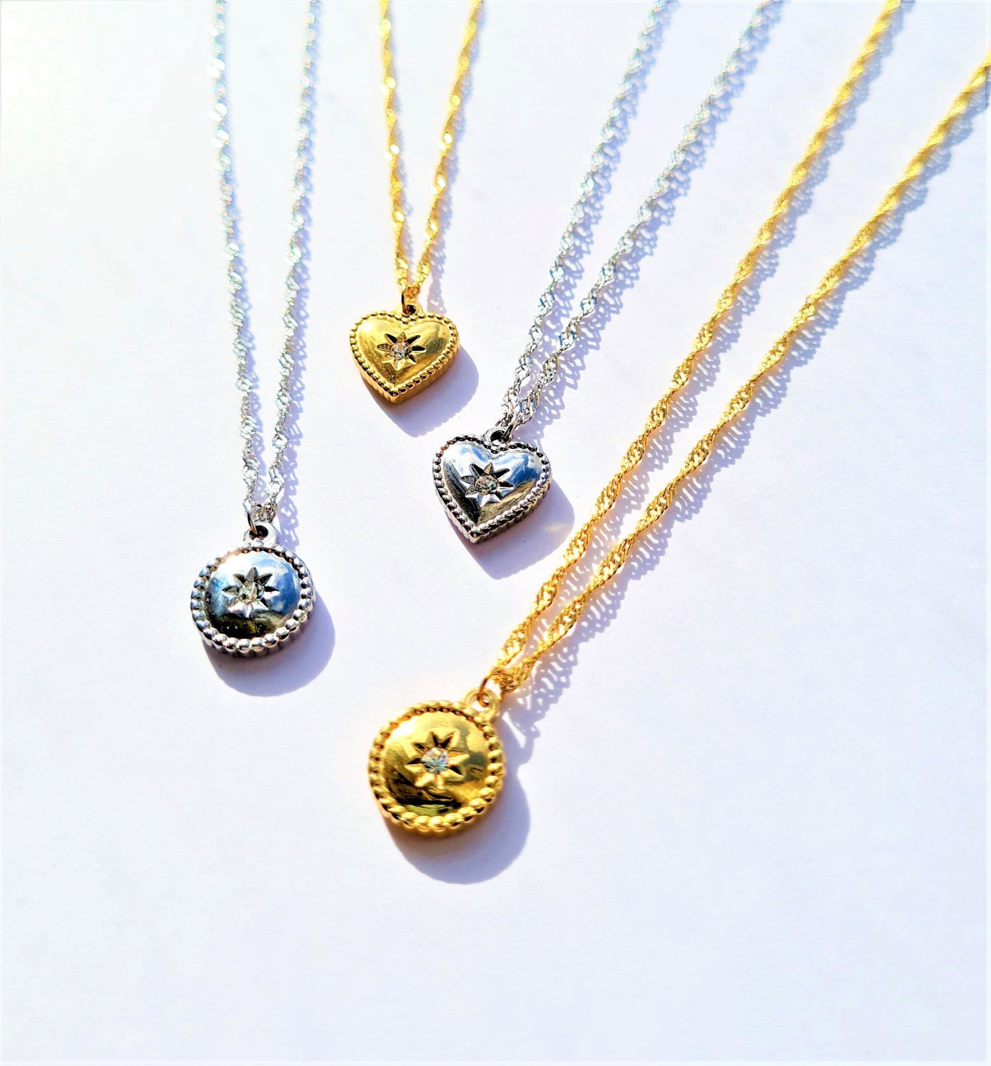18K Silver Plated Sparkle Heart Necklace