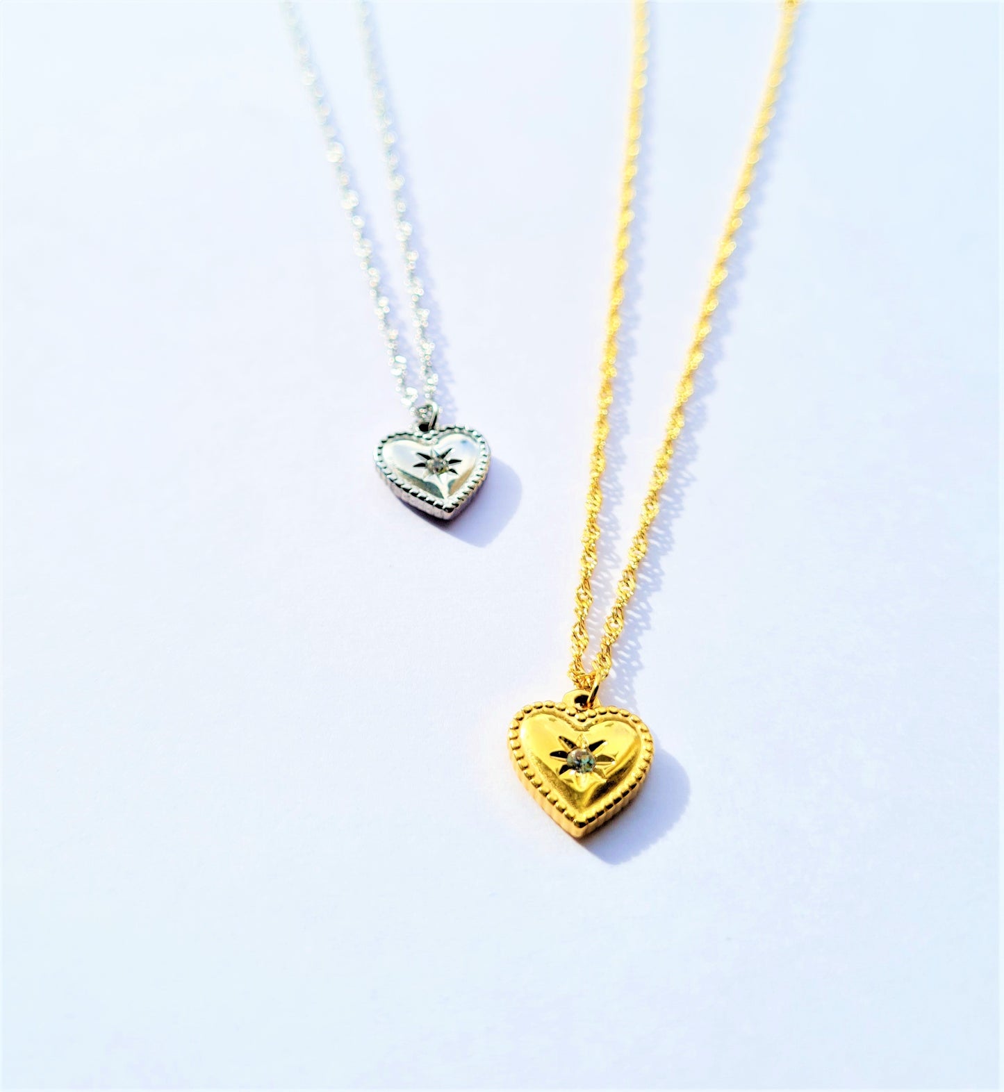 18K Silver Plated Sparkle Heart Necklace