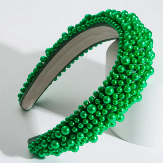 Handmade Green Baroque Pearl Headband