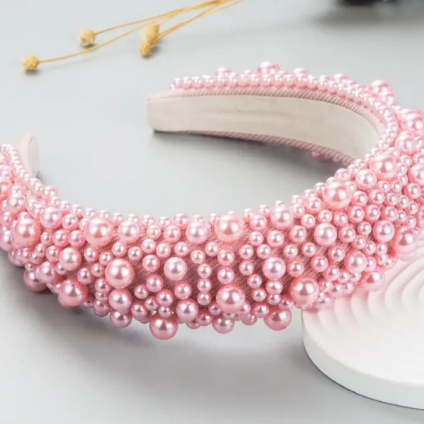 Handmade Pink Baroque Pearl Headband