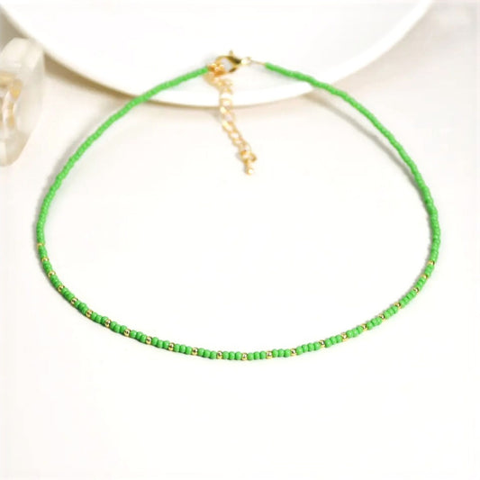 Handmade Pretty Green Crystal Miyuki Beaded Necklace