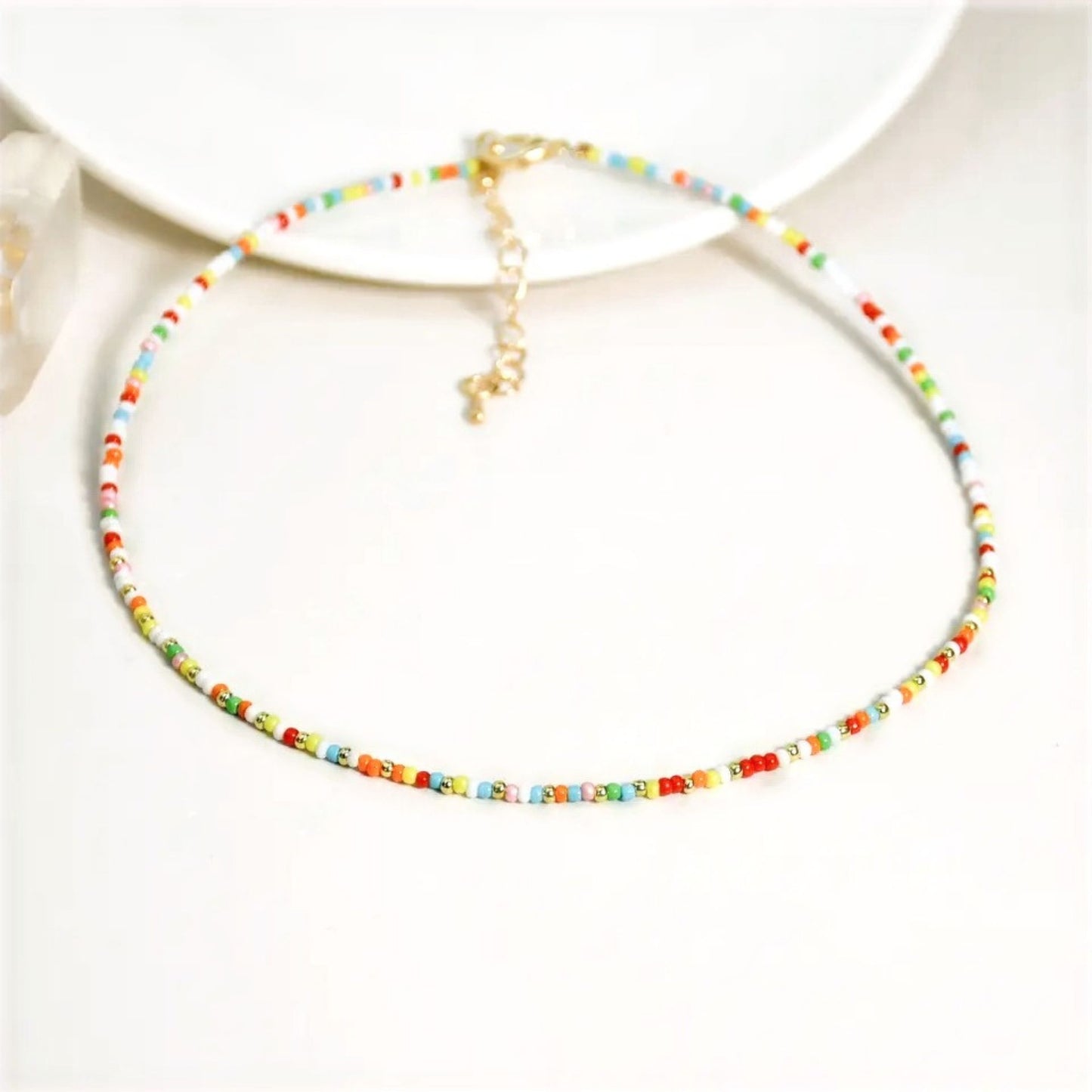 Handmade Pretty White Crystal Miyuki Beaded Necklace