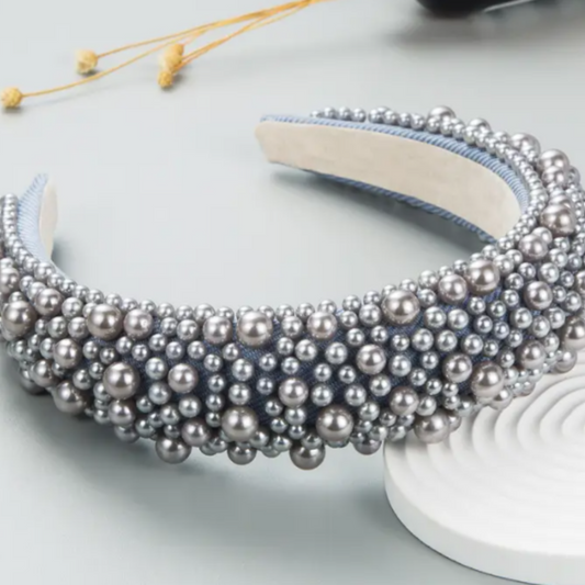 Handmade Silver Grey Baroque Pearl Headband