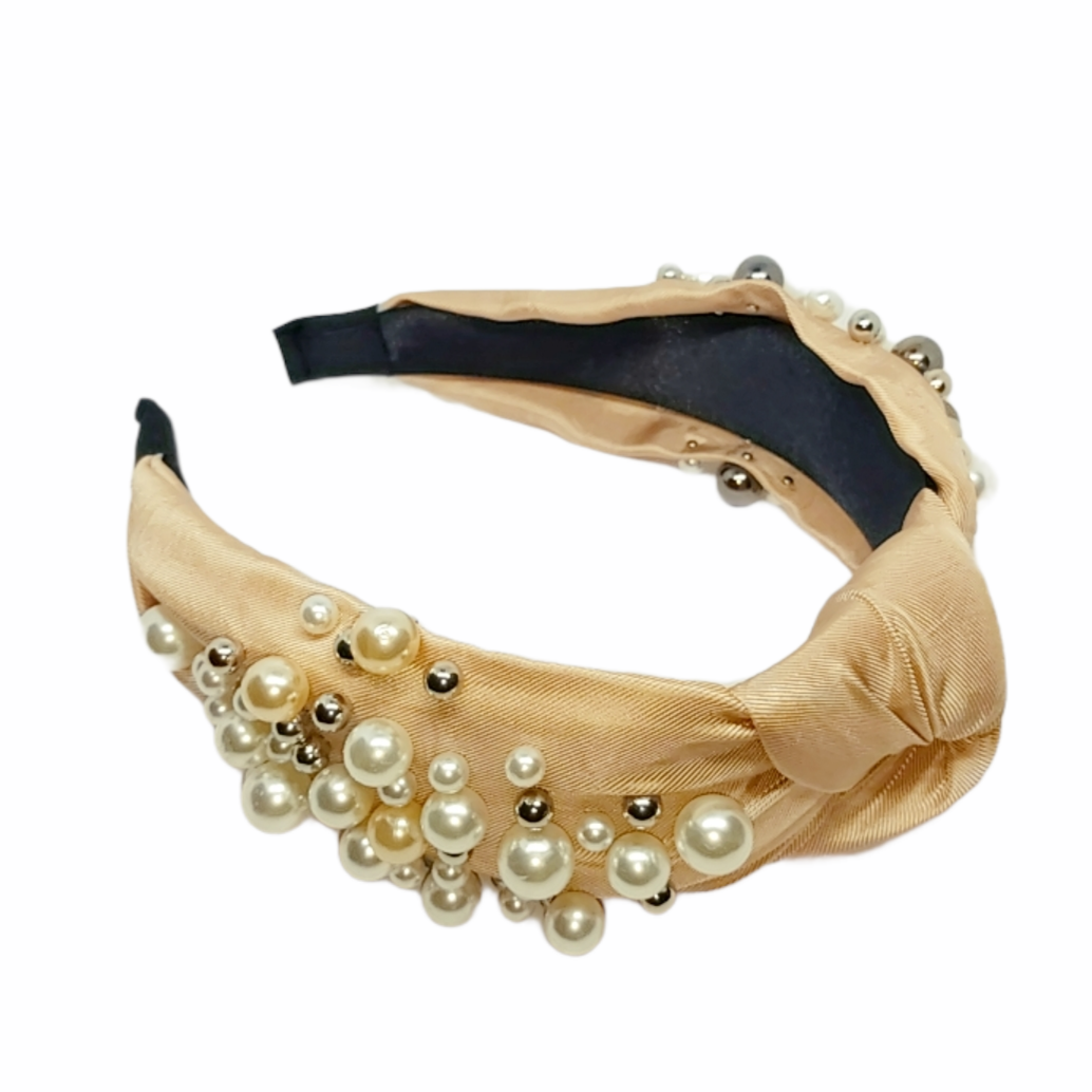 Beautiful Pearl Cluster Mustard Headband