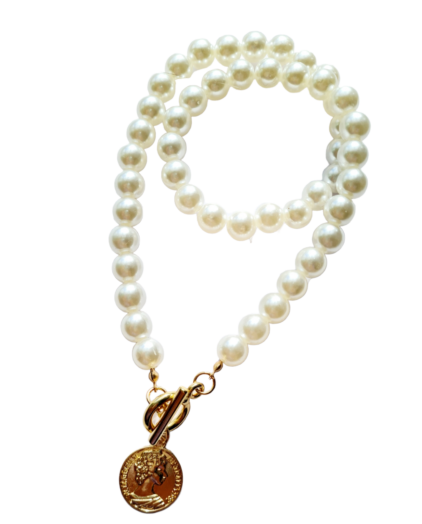 14k Gold Plated Decadent Pearl & Coin Necklace