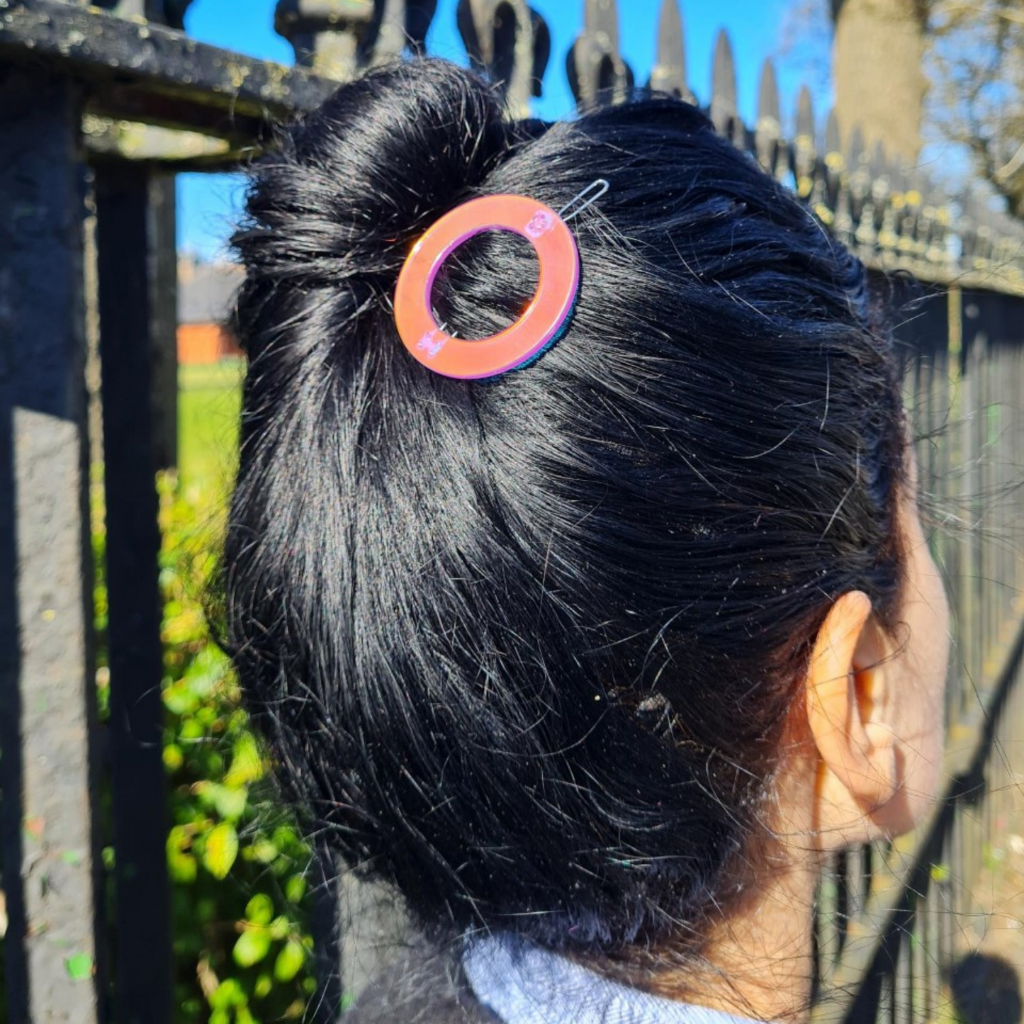 Disco Round Blue Hair Clip