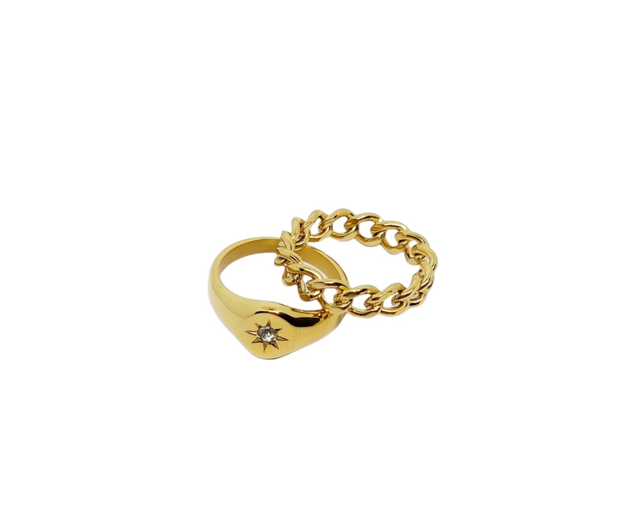 18K Gold Plated Sparkle Retro Signet Ring