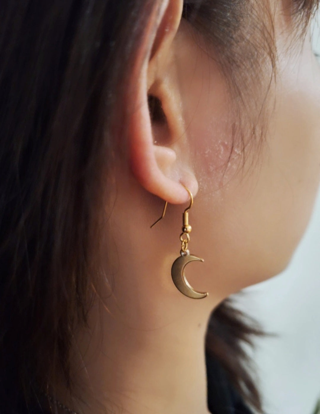 Handmade Celestial Moon Drop Earrings